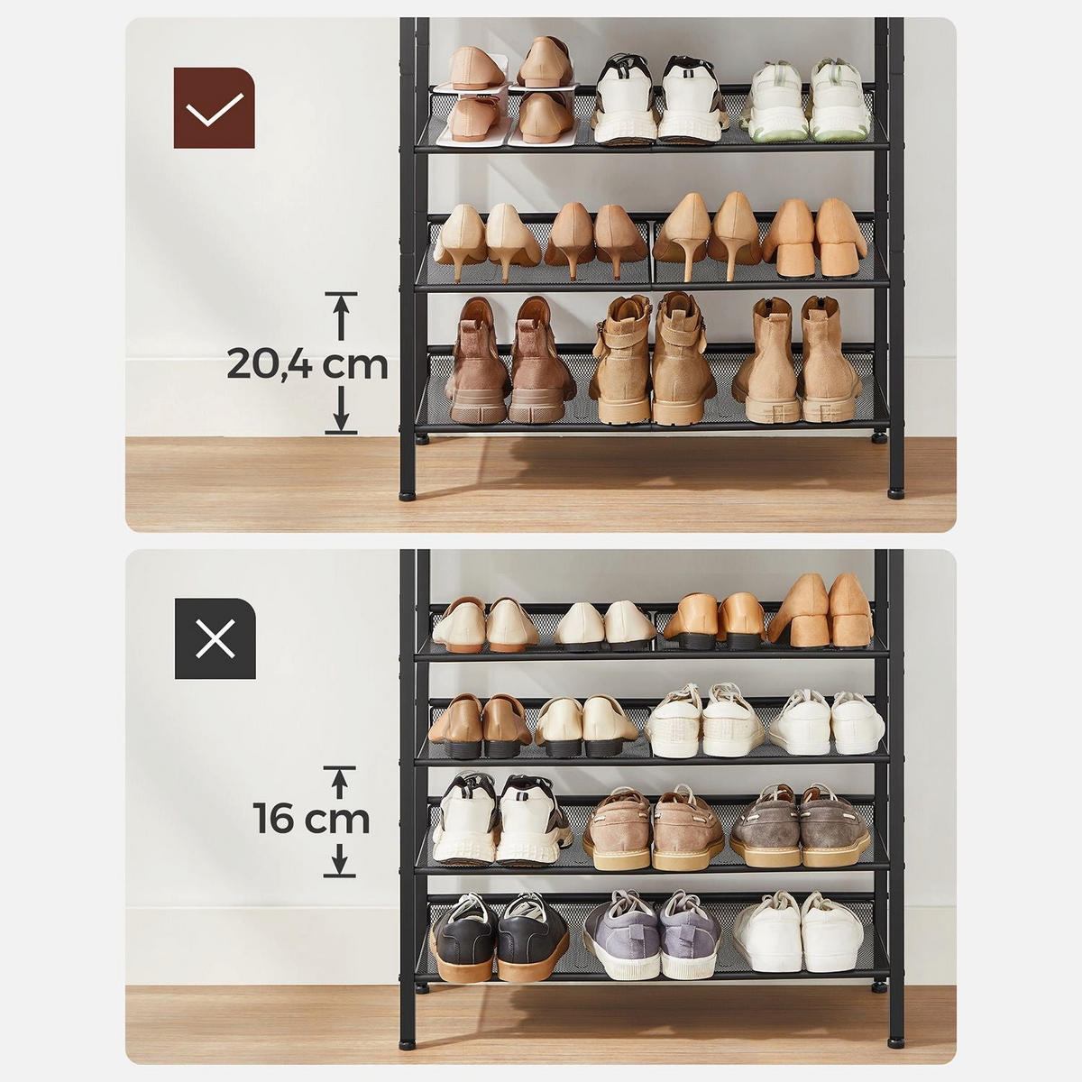 SCHUHREGAL KINSHASA - Braun, Metall (30/93/75cm) - Hansiro