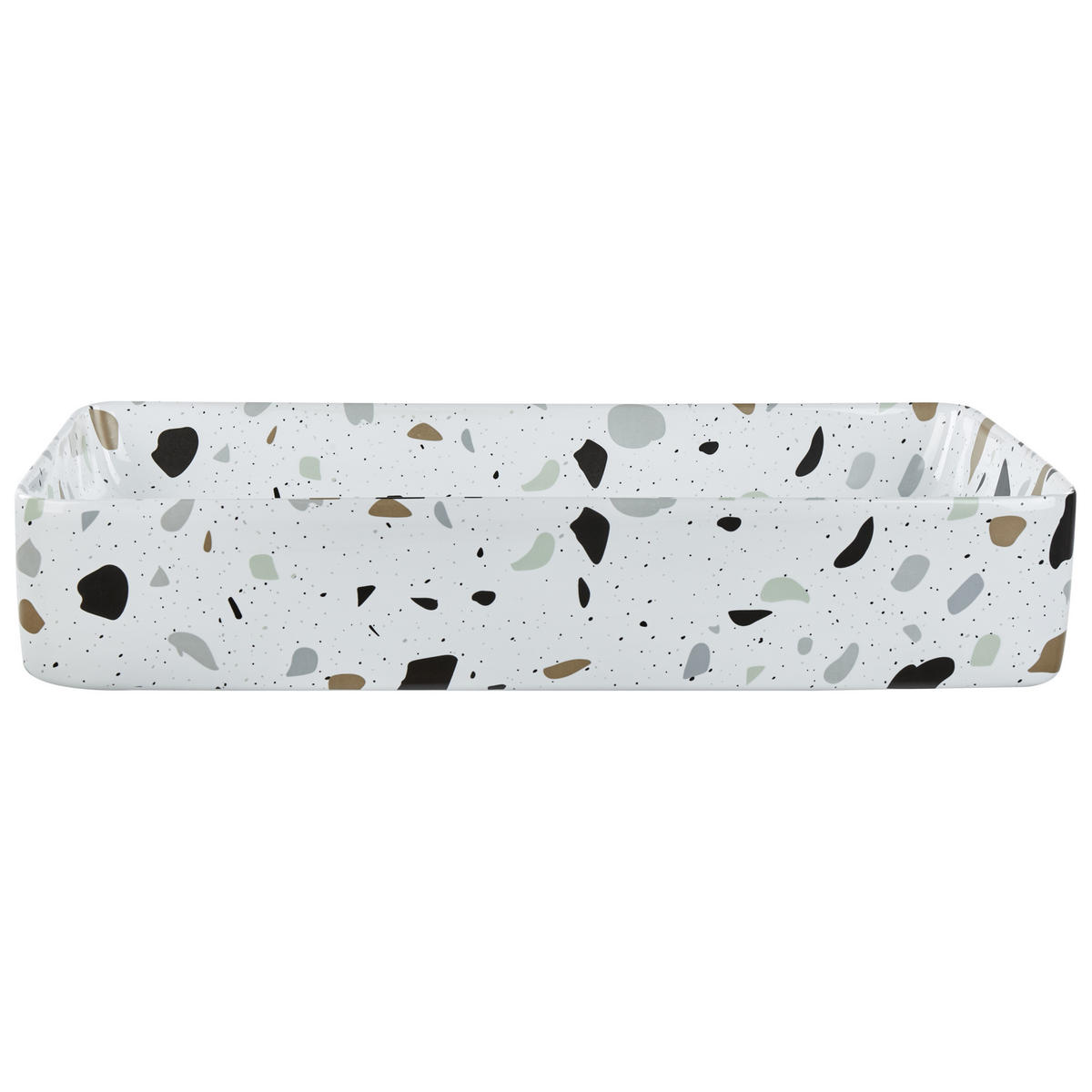 UMYVADLO NA DESKU Terrazzo Bílé 61/35 cm Keramika Nules - bílá, keramika (61/11/35cm) - Beliani