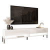 LOWBOARD RTV Schrank CALANTE 180 cm auf geraden schwarzen Beinen - Weiß Hochglanz/Schwarz, Holzwerkstoff/Metall (180/44/35cm) - Lookway