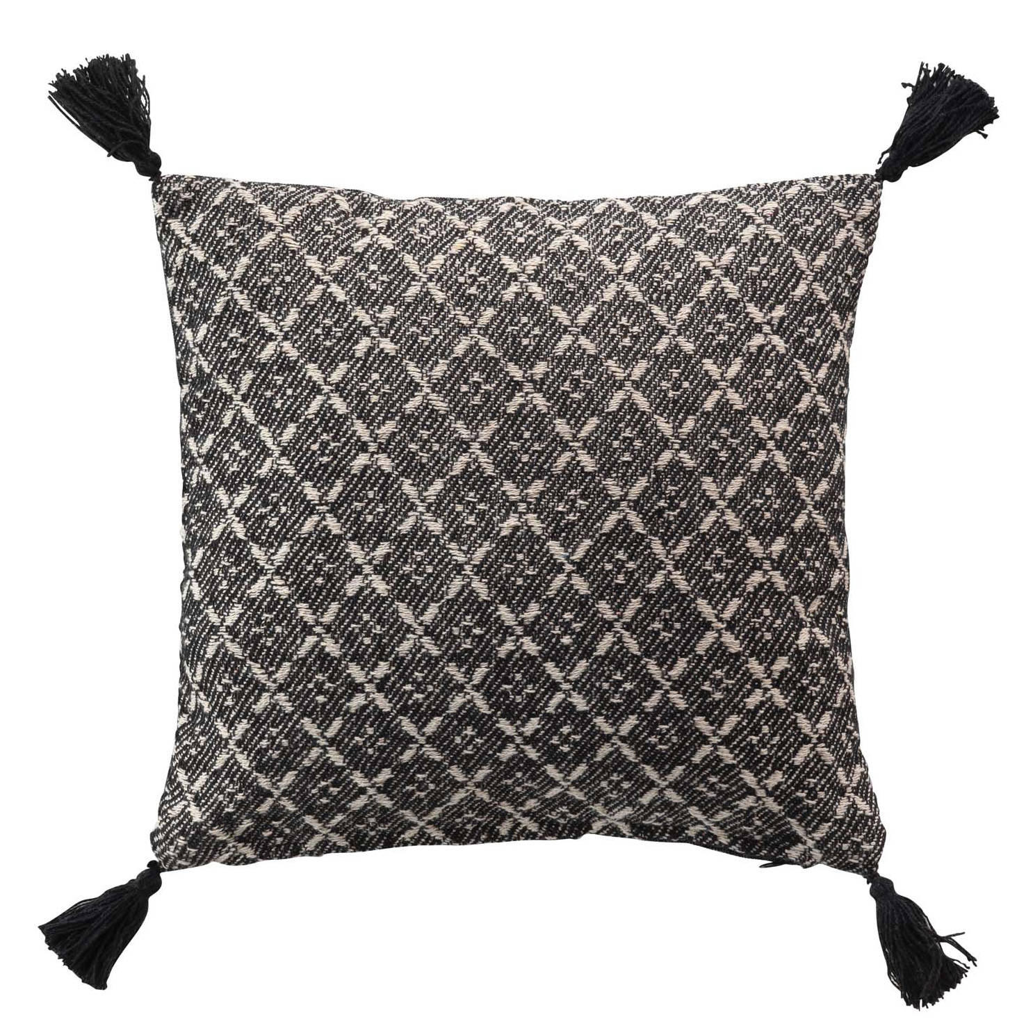 ZIERKISSEN Janna 40/40 cm - Schwarz, Naturmaterialien (40/40cm) - Douceur d´intérieur