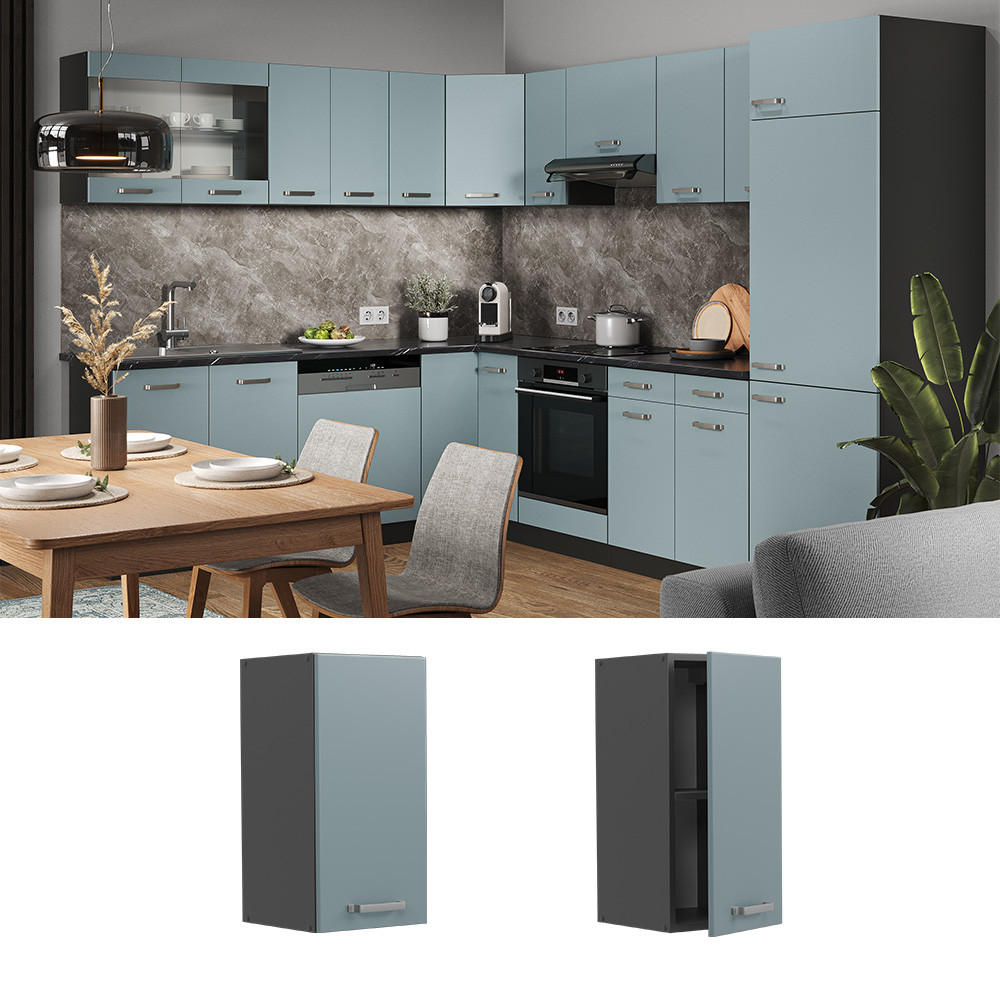HÄNGESCHRANK R-Line Blau-Grau 30 cm - Anthrazit/Blaugrau, Holzwerkstoff (30/60/31cm) - Vicco
