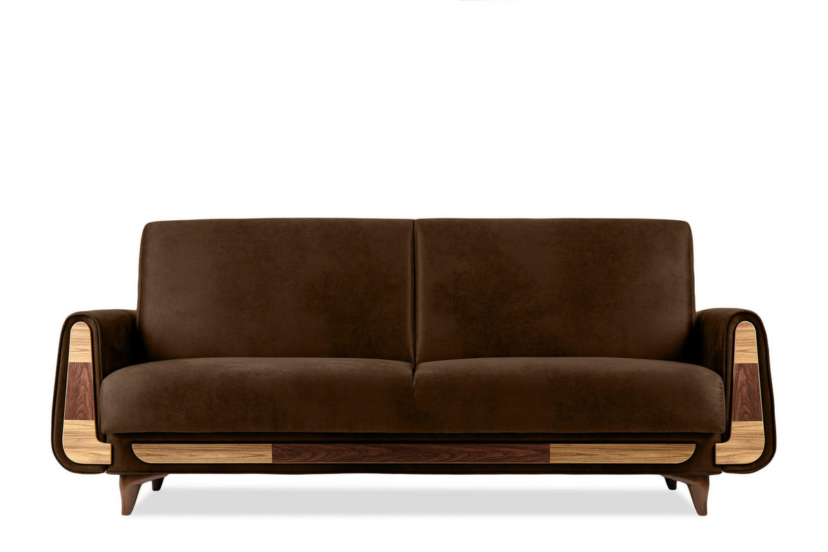 3-SITZER-SCHLAFSOFA GUSTAVO II mit Armlehnen, Dunkelbraun - Dunkelbraun, Holz/Holzwerkstoff (230/98/98cm) - KONSIMO®