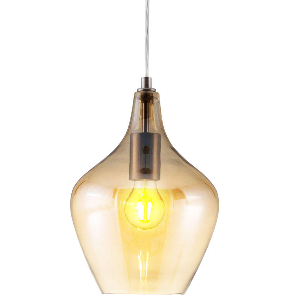 LED HÄNGELEUCHTE PASO Metall Silber - Orange, Glas (22/22/150cm) - Nowa