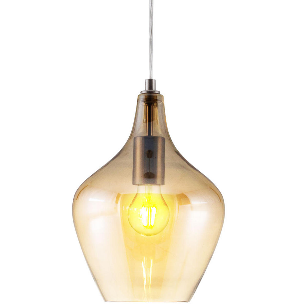 LED HÄNGELEUCHTE PASO Metall Silber - Orange, Glas (22/22/150cm) - Nowa