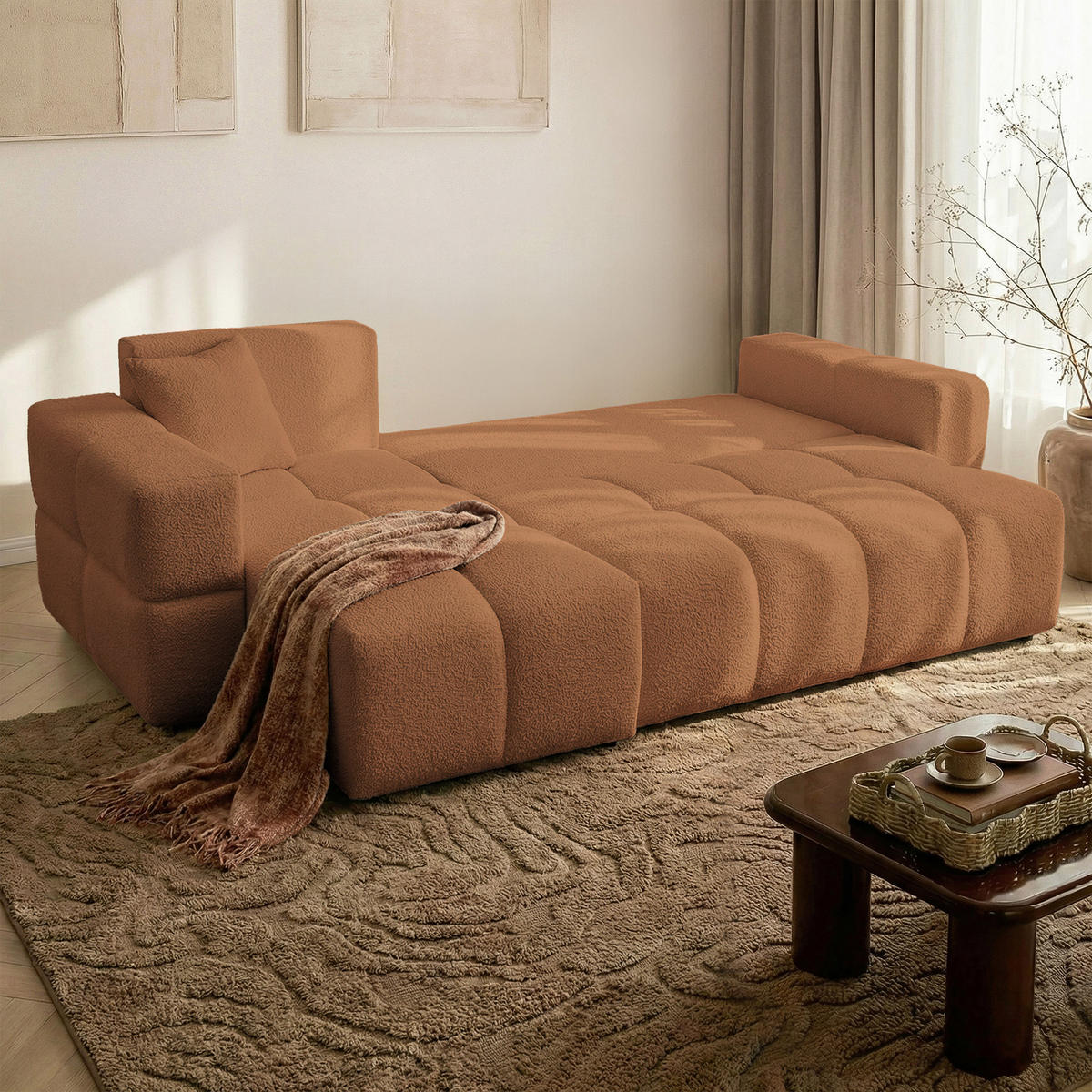 ECKSOFA BUENO mit Schlaffunktion und Bettkasten Orange - Orange, Kunststoff/Textil (250/148cm) - Idohome
