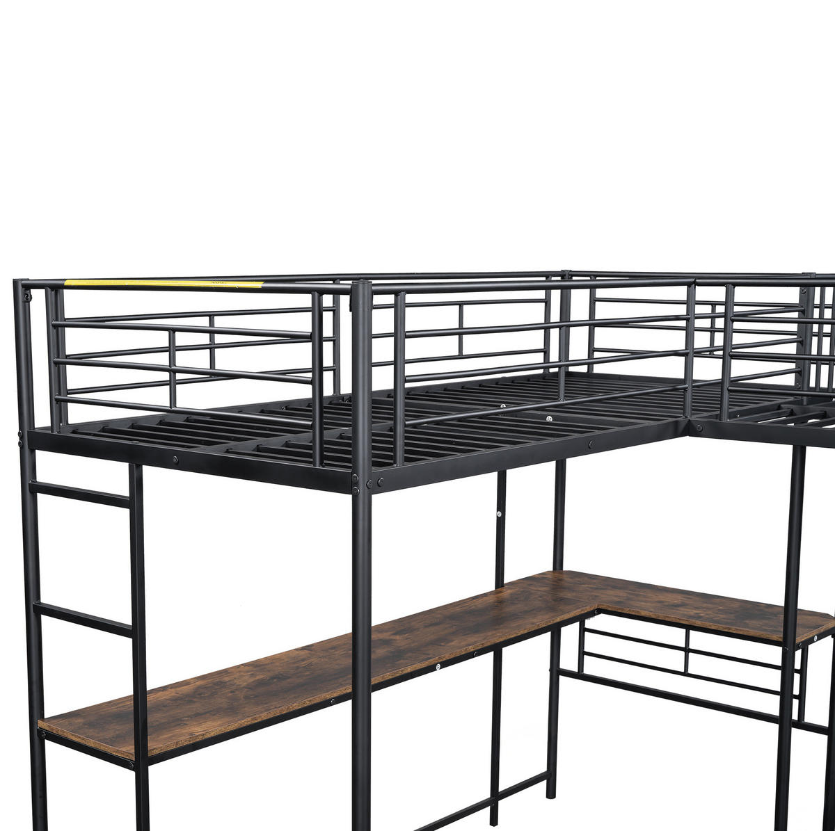 HOCHBETT 90/200 cm in Schwarz – mit Schreibtisch, hohem Rausfallschutz und Treppe - Schwarz, Metall (90/200cm) - BEAOK