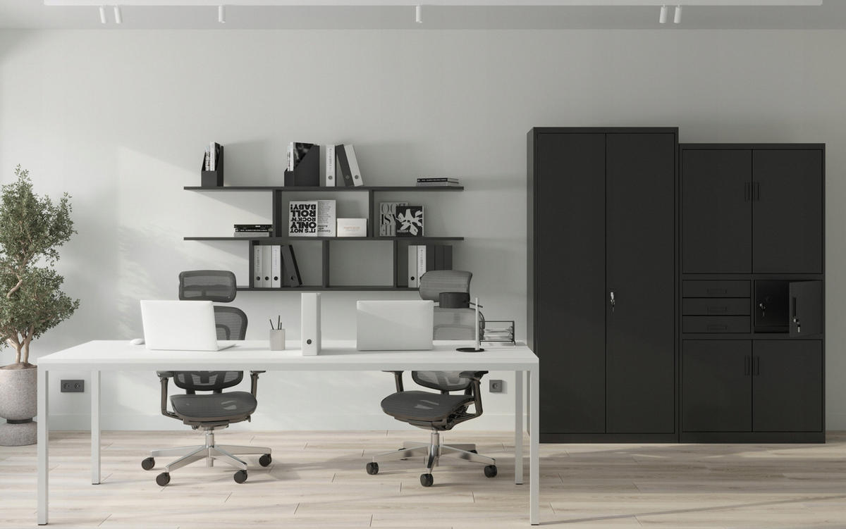 AKTENSCHRANK JAN II - Anthrazit, Metall (115/185/40cm) - Jan Nowak