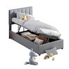 POLSTERBETT 90/200 cm grau hydraulisches Stauraumbett mit verstellbarem Kopfteil - Grau, Textil (90/200cm) - OKWISH
