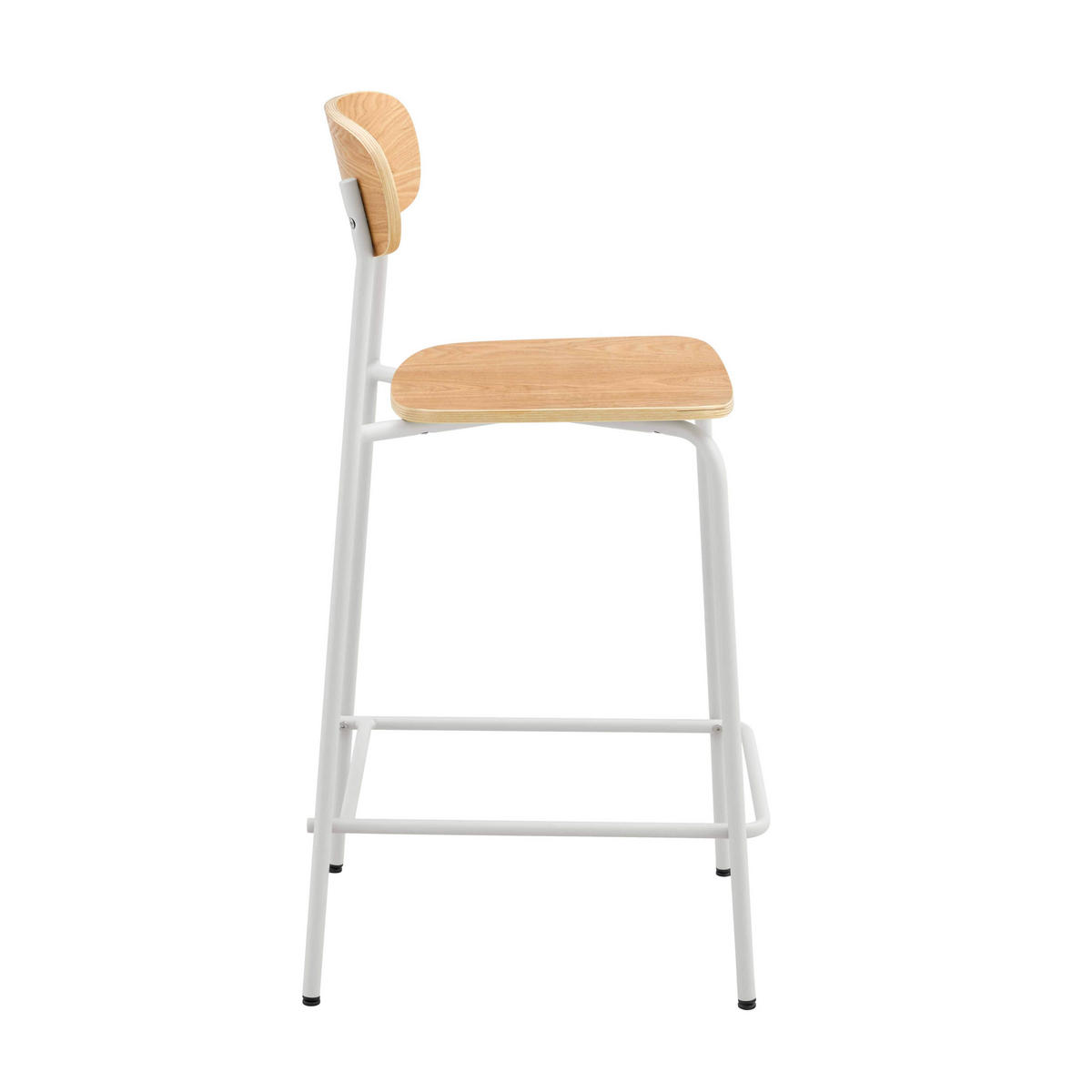 BARSTUHL 2-tlg., Weiß - Eichefarben/Weiß, Holz/Metall (50/96/42cm) - Oviala