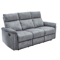 3-SITZER-RELAXSOFA Federkern, Liegefunktion verstellbar durch halbautomatische Relaxfunktion B180/T90/H100 cm, Velours Vintage Grau / 15128 - Hellgrau/Schwarz, Textil (180/100/90cm) - luma-home