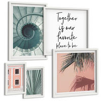 BILDER SET 5er Set - 50x50 cm & 20x30 cm & 40x60 cm Weißer Rahmen - Architektur-Pastellmuster - Weiß, Kunststoff (40/60cm) - TULUP