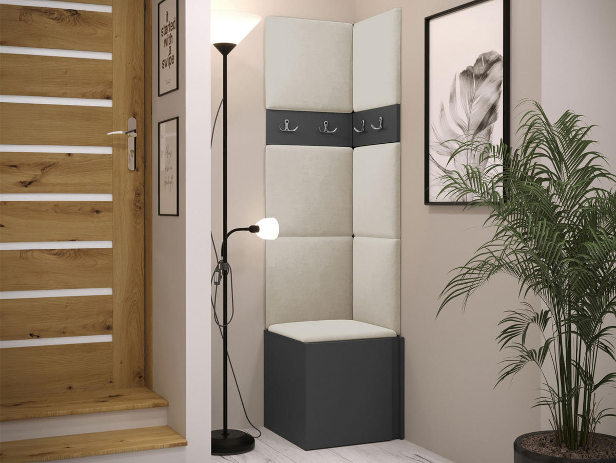 GARDEROBEN-SET Orion XXI - Beige/Graphitfarben, Holzwerkstoff/Kunststoff (42/186/46cm) - MIRJAN24