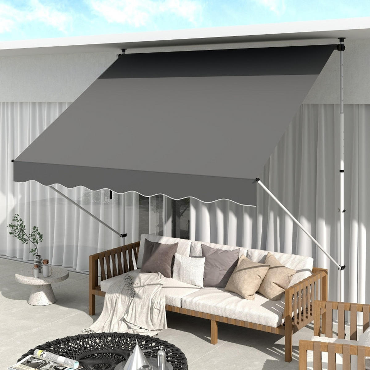 MARKISE freistehend 300x150 cm grau - Grau, Textil (300/280/150cm) - LEBENLANG