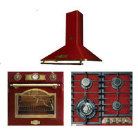 ELEKTRO-EINBAU-BACKOFEN 60 cm EH 6355 RotEm+Gas-Kochfeld 60 cm KCG 6335 RotEm+A 6315 RotEm ECO Dunstabzugshaube 60 cm - Rot, Metall (59.4/59.4/56.6cm) - Kaiser Küchengeräte