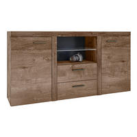 SIDEBOARD Spacoro 2F2S Eiche Lefkas 156,4/82/40,3 cm – Schubladenschrank Kommode Modern - Braun, Holzwerkstoff/Kunststoff (156/82/40cm) - AX Living