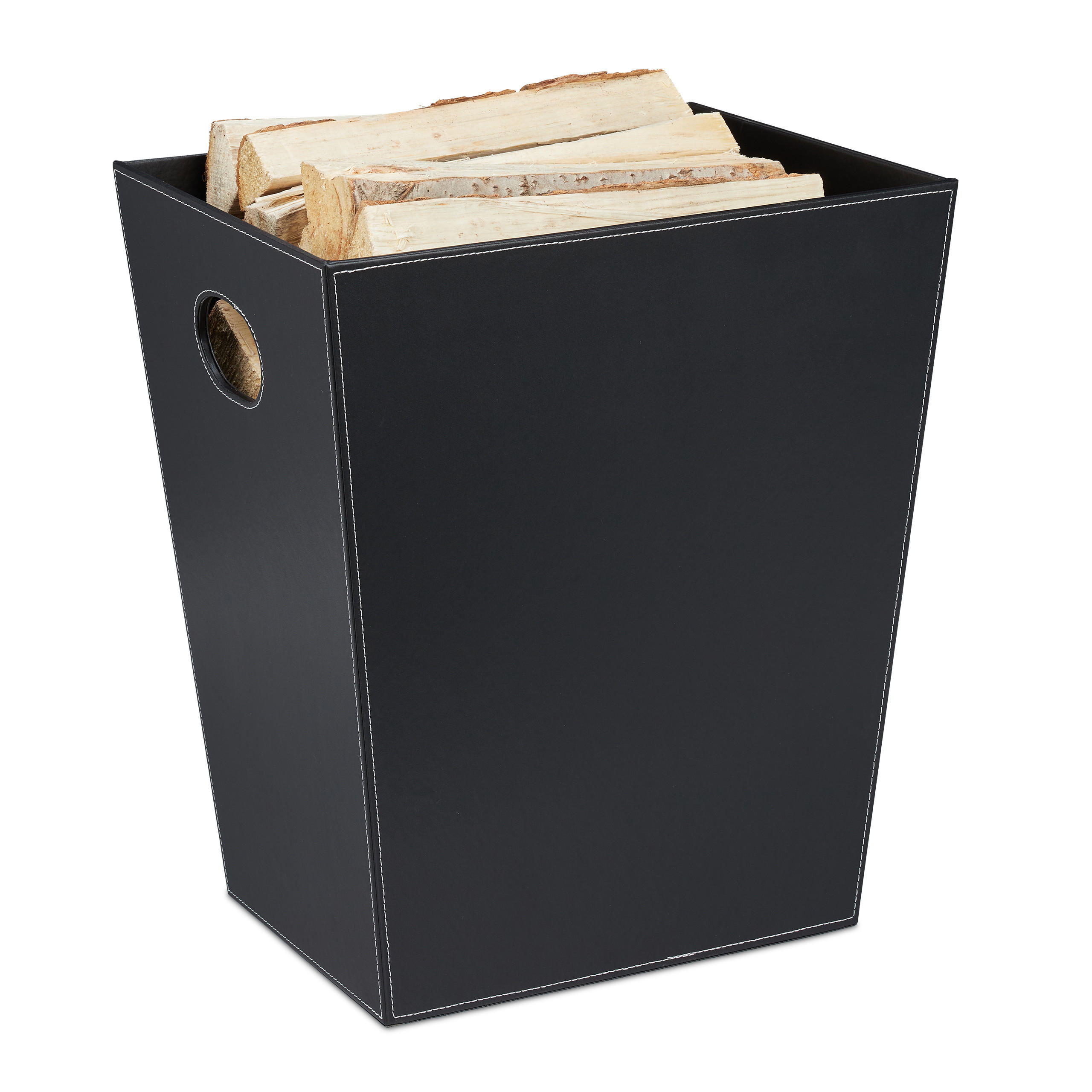HOLZKORB - Schwarz, Holzwerkstoff/Wellpappe (44.5/50/38cm) - Relaxdays