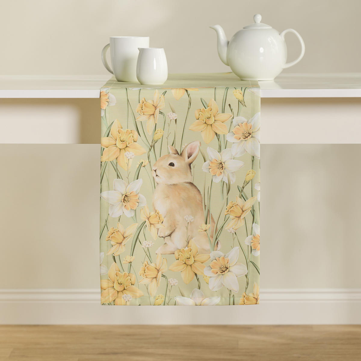 TISCHLÄUFER Daffelisbunny - Hellgrün, Textil (180/35/1cm) - home&you