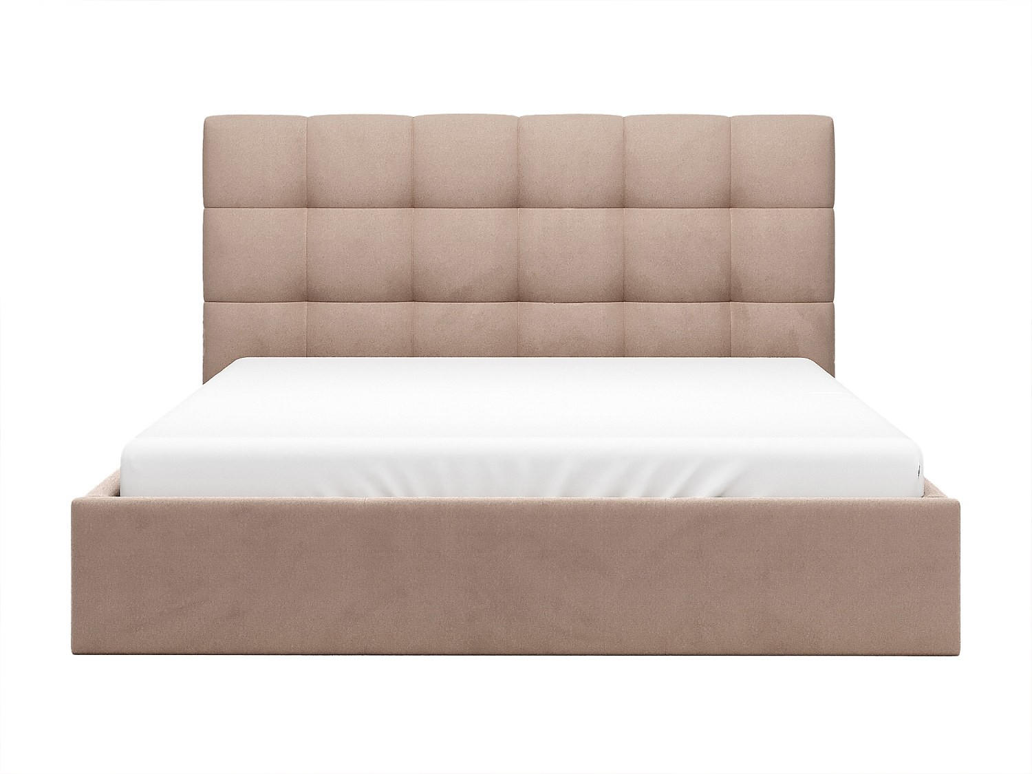 BETT mit Bettkasten - 2 Personen - Samt, Stoff - Beige - Beige, Textil (200/200cm) - Vente-Unique