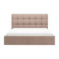 BETT mit Bettkasten - 2 Personen - Samt, Stoff - Beige - Beige, Textil (200/200cm) - Vente-Unique