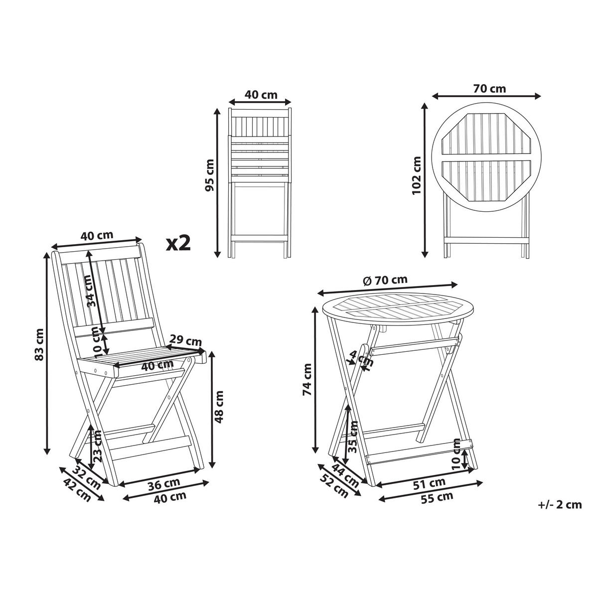 BISTRO-SET Braun Febbio - Braun, Holz - Beliani