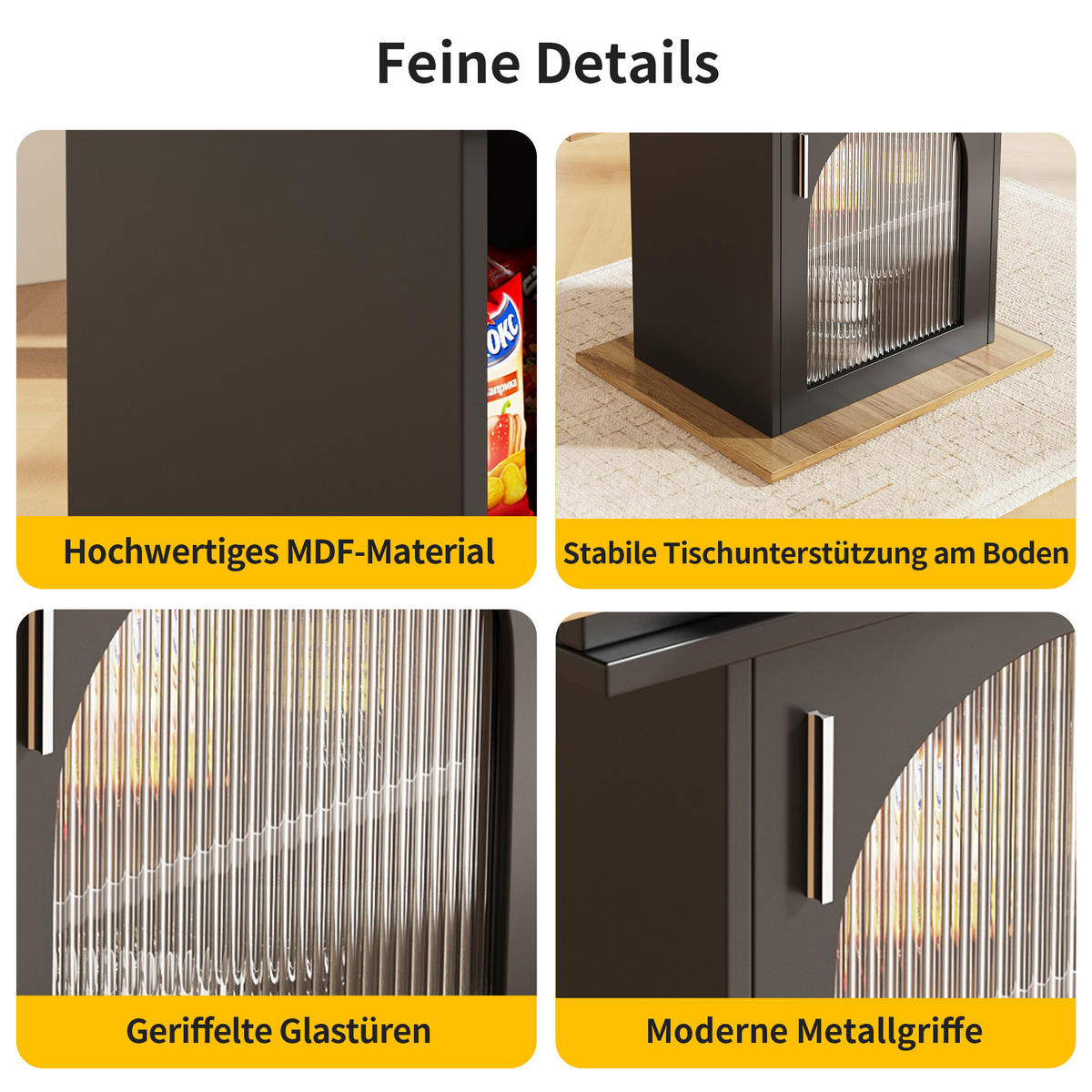 ESSTISCH in Schwarz und Holzoptik 110-140/70/76 cm - Schwarz, Glas/Holzwerkstoff (140/70/76cm) - Urban Meuble