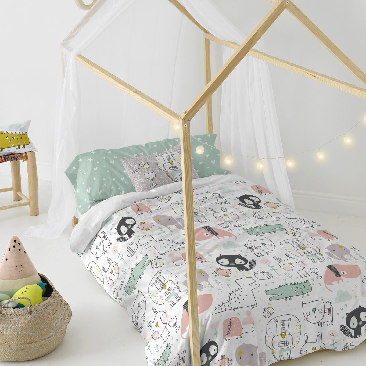 BETTBEZUG 2er-Set teiliges best buddies 180x220 cm (komfortgrösse) mehrfarbig - Multicolor, Textil (180/220cm) - Happy Friday