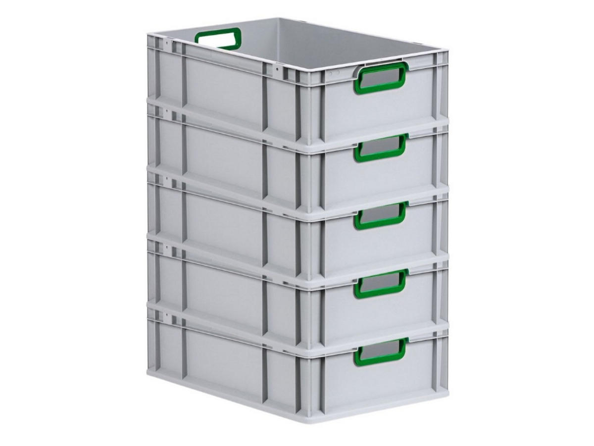 EUROBOX 5x Nextgen Color 17x40x60cm 34 Liter Griffe Grün Offen - Grün, Kunststoff (40/17/60cm) - PROREGAL