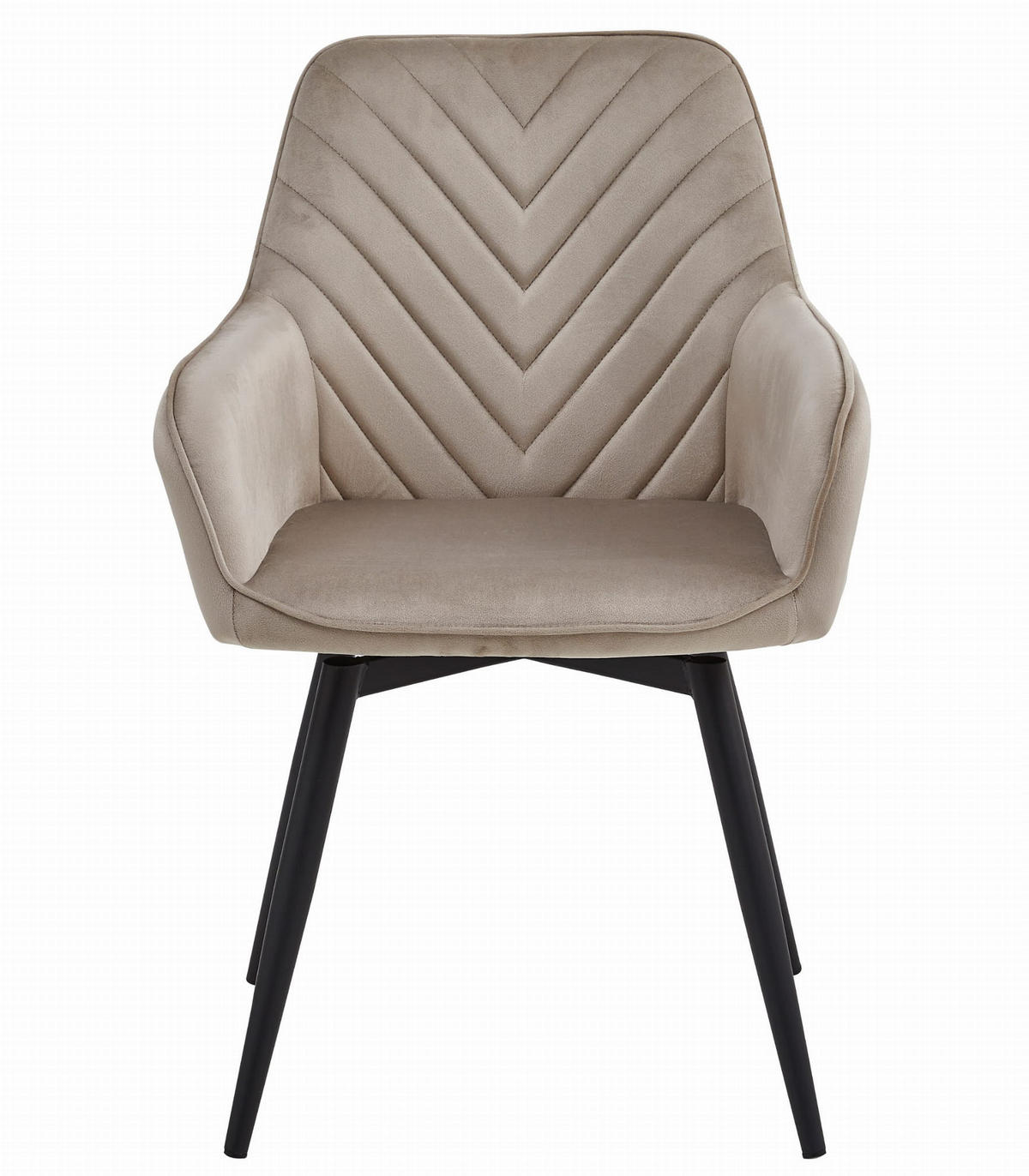 ESSZIMMERSTUHL WAAV360 dunkelbeiger Sitz, schwarze Beine - Beige/Schwarz, Textil (56/83.5/61cm) - Valora