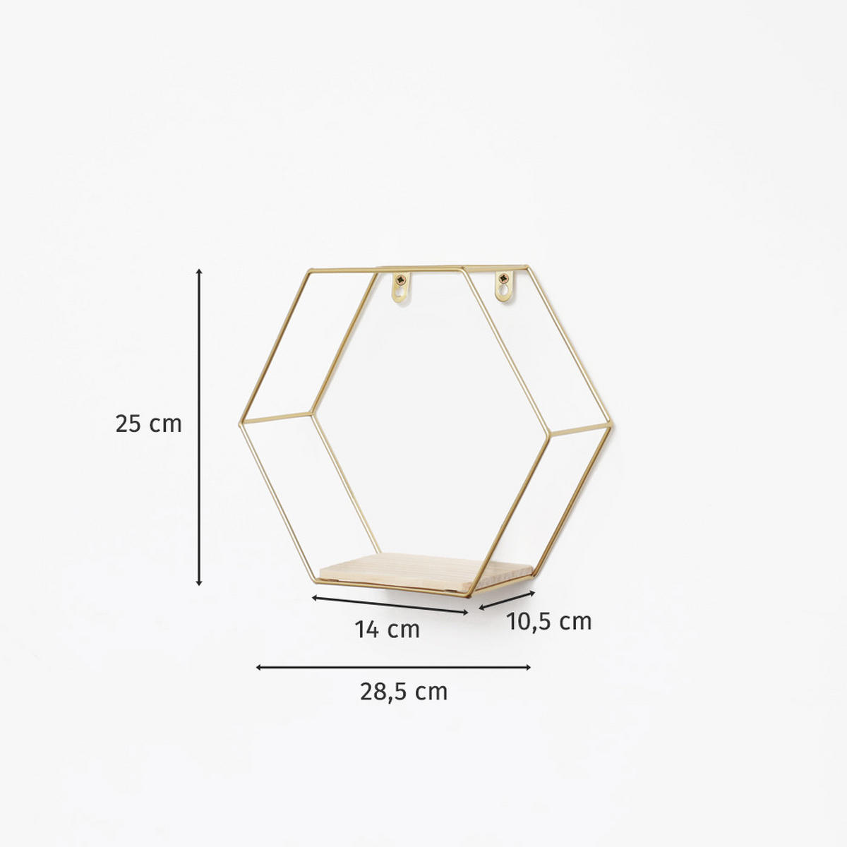 WANDREGAL Sechseckiges aus Metall - 25 x 28,5 cm - Gold - Goldfarben, Metall (28.5/25/10.5cm) - IVOL