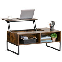 COUCHTISCH Höhenverstellbar, Spanplatte, Metall, Braun - Braun, Holzwerkstoff/Metall (100/60/44cm) - HOMCOM