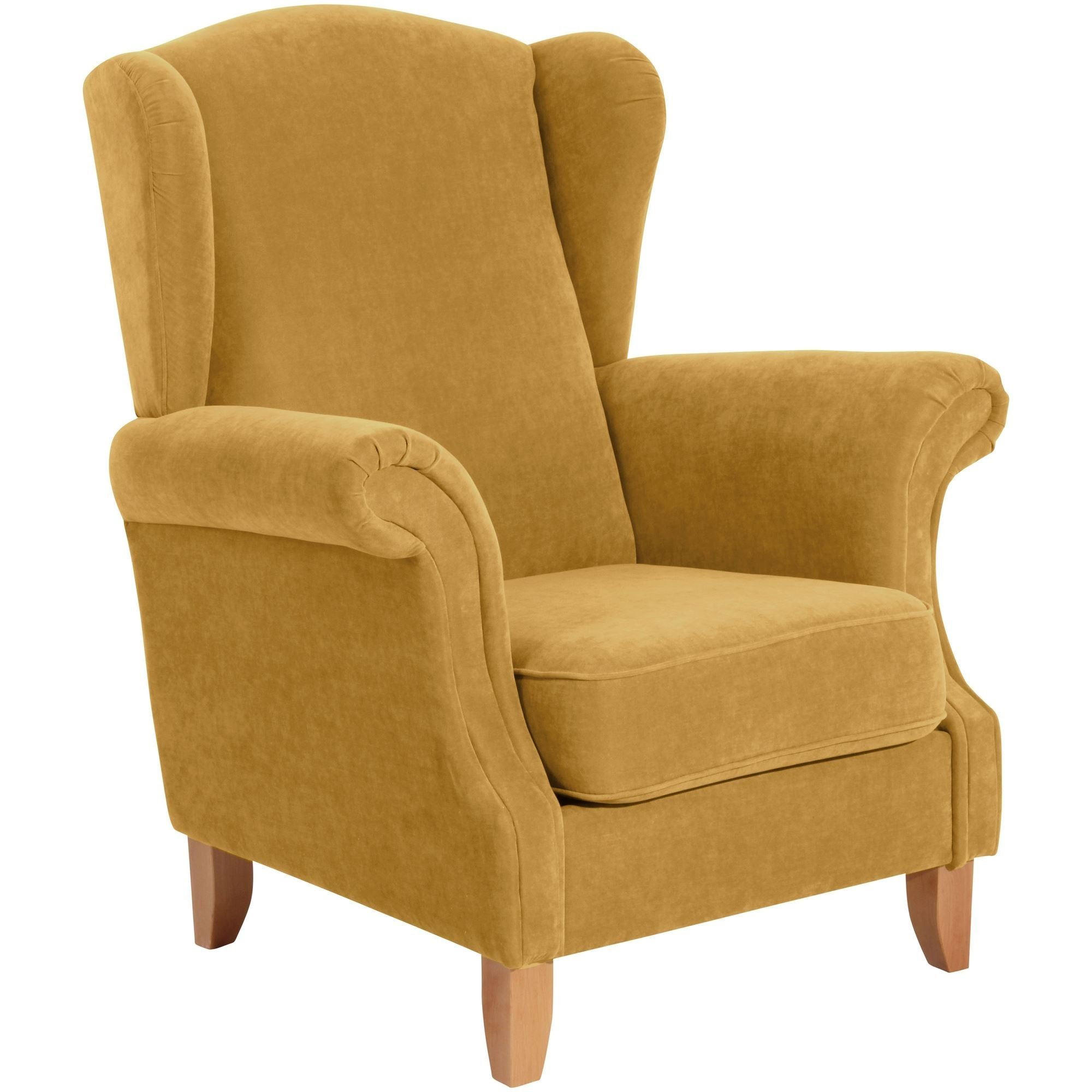 OHRENSESSEL Katria Bezug Veloursstoff Buche natur / mais - Gelb, Kunststoff (88/108/84cm) - 58aufmkessel