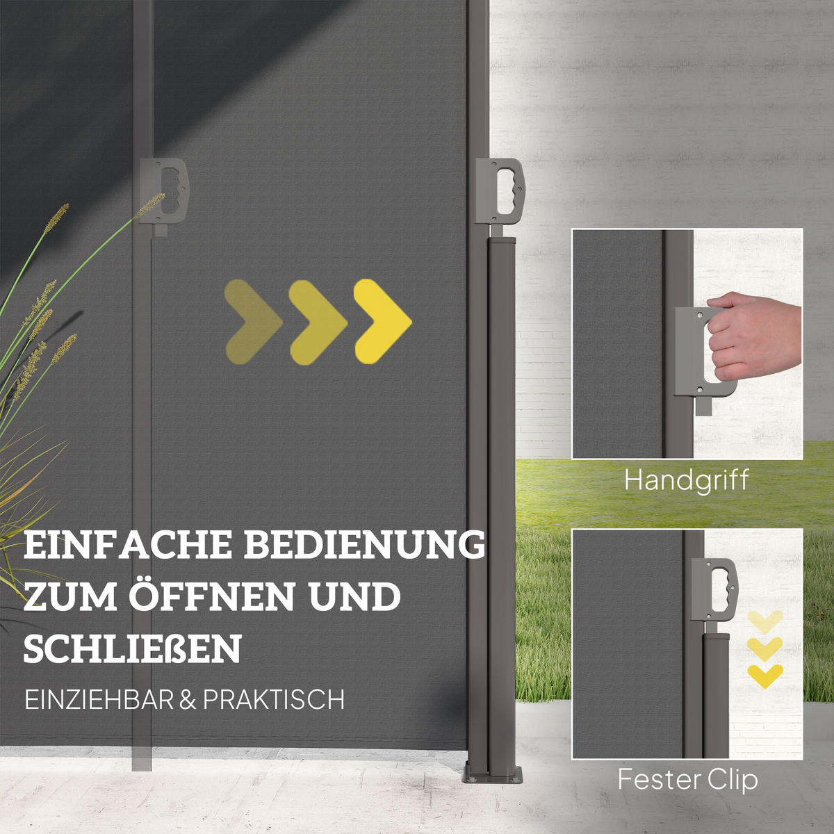 SEITENMARKISE ausziehbar blickdicht, Dunkelgrau - Dunkelgrau, Metall (1/180cm) - Outsunny