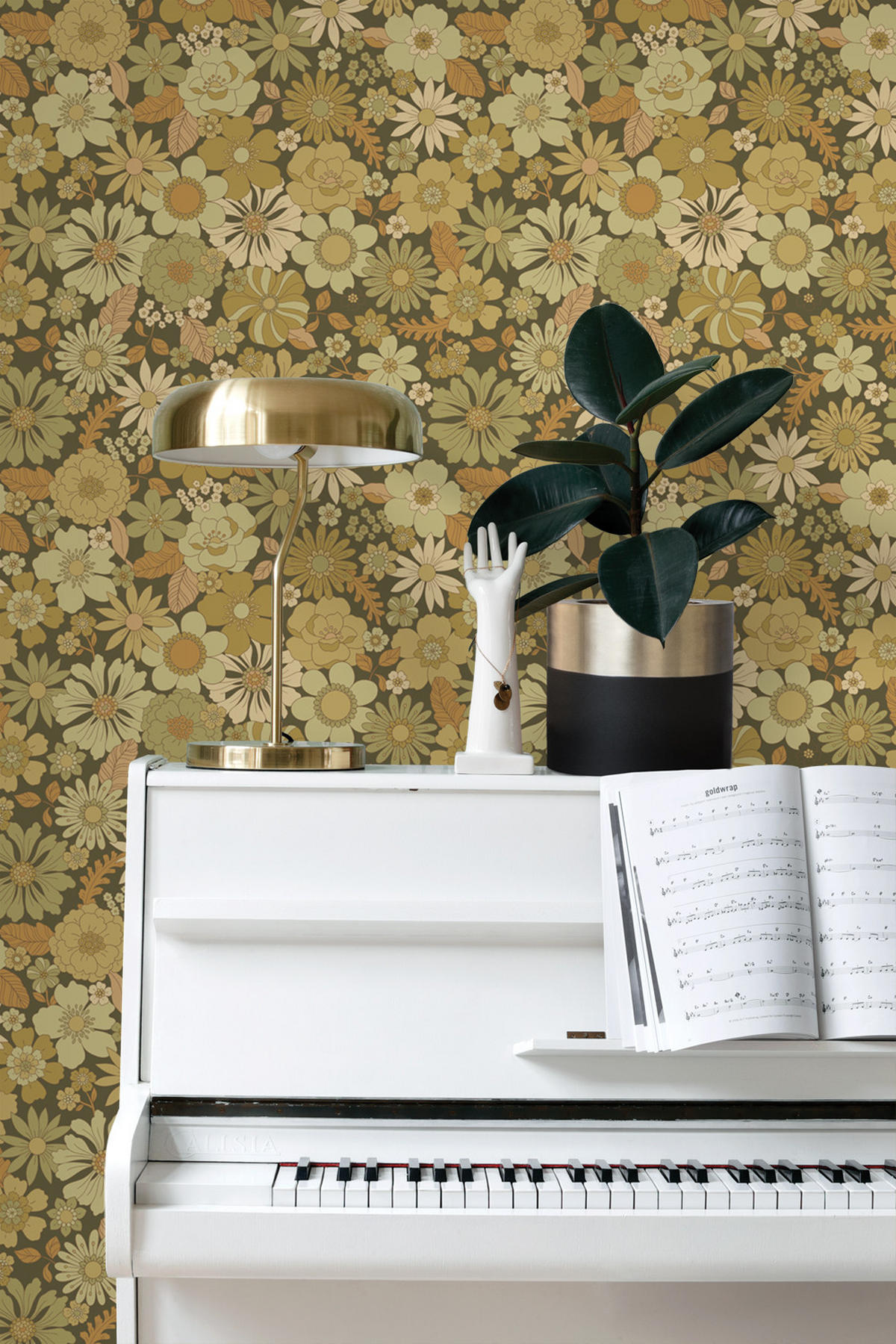 TAPETE Retro Blumen 50 x 900 cm - Grün, Papier (50/900cm) - ESTAhome