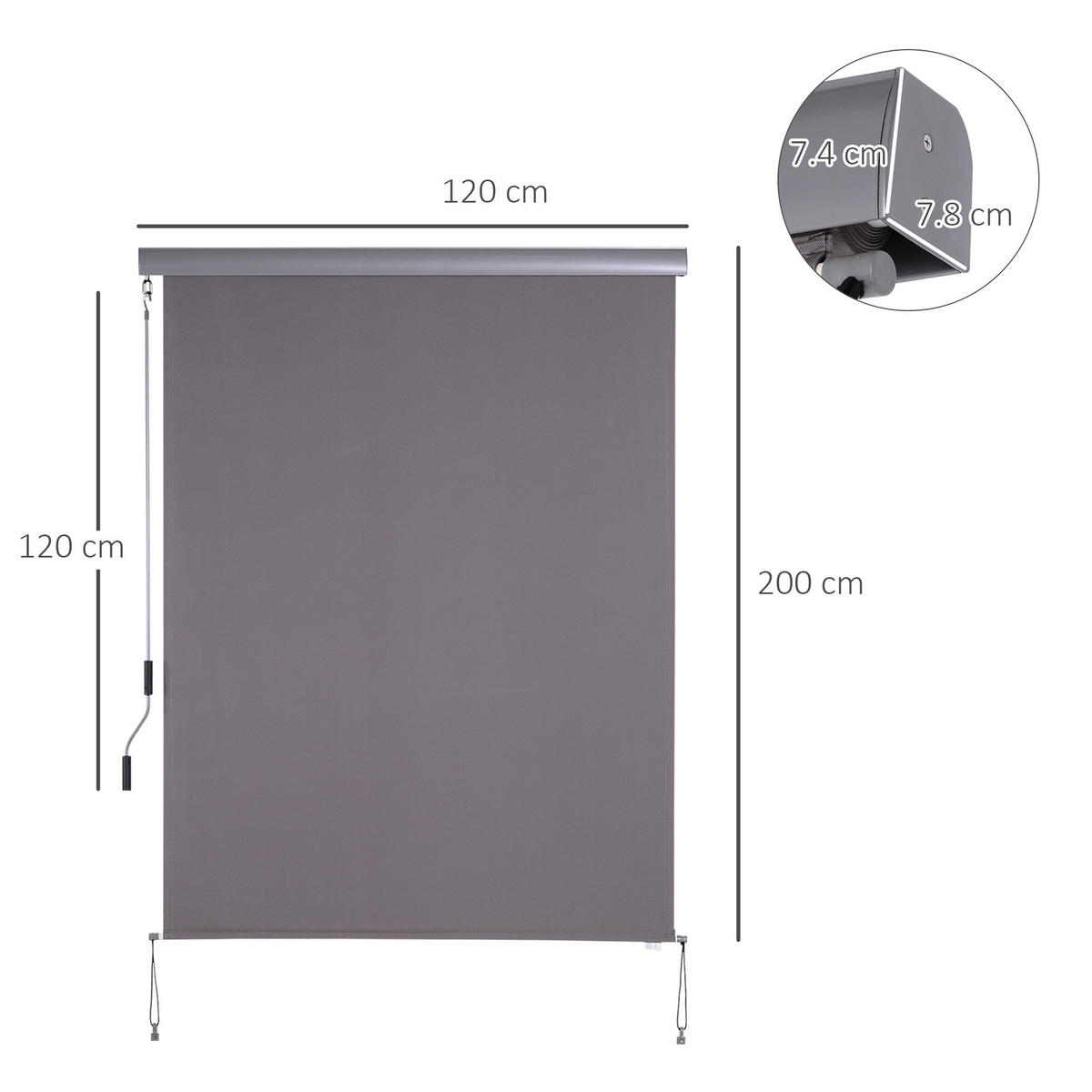 VERTIKALMARKISE 120x200 cm grau - Grau, Metall (200/120cm) - Fortuna Lai