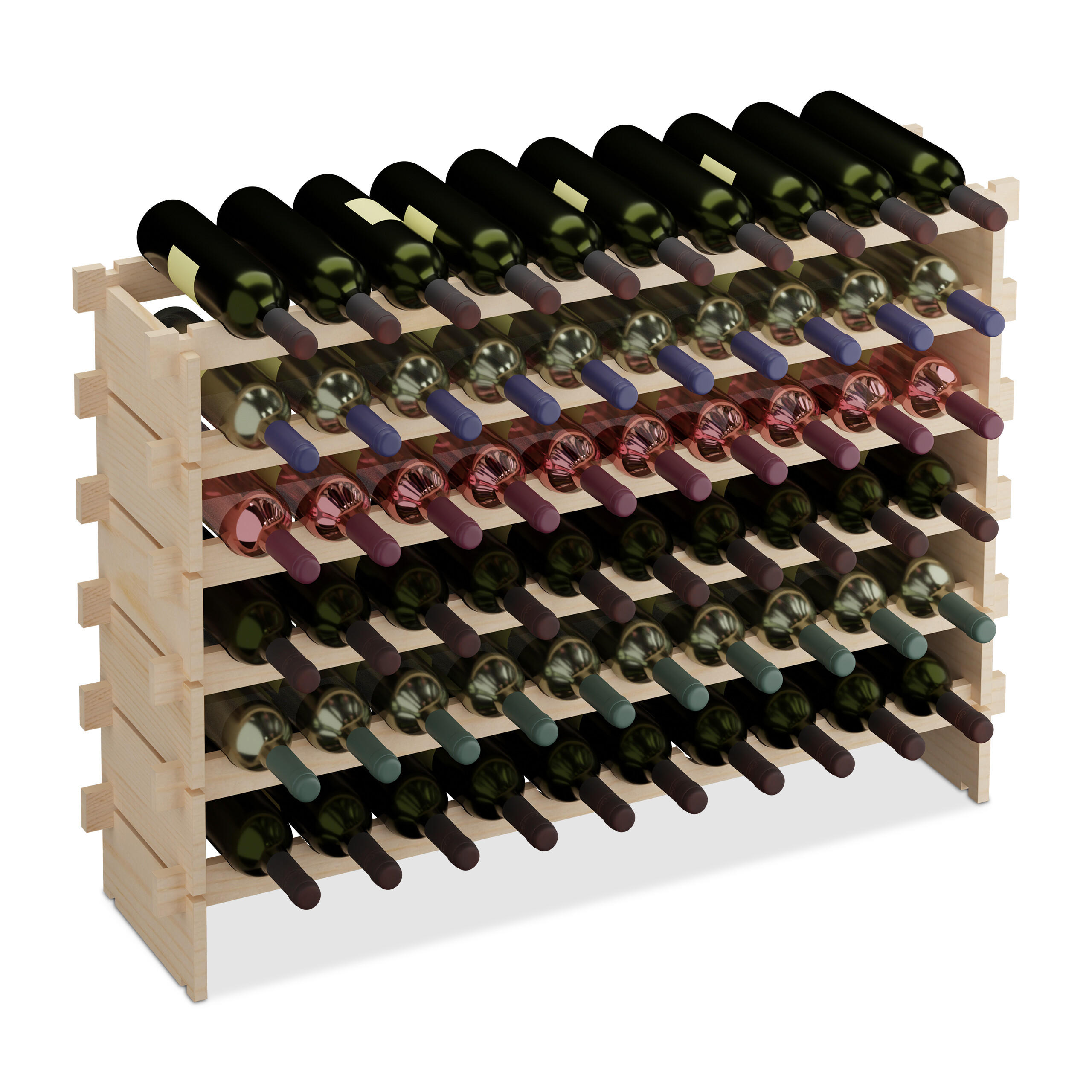 WEINREGAL - Hellbraun, Holz (103/73/25cm) - Relaxdays