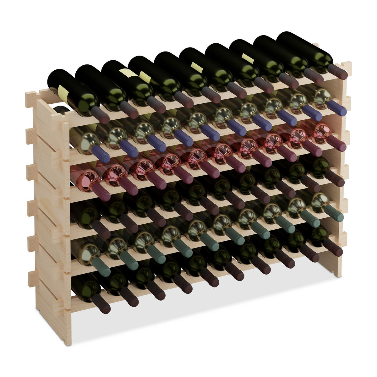 WEINREGAL - Hellbraun, Holz (103/73/25cm) - Relaxdays