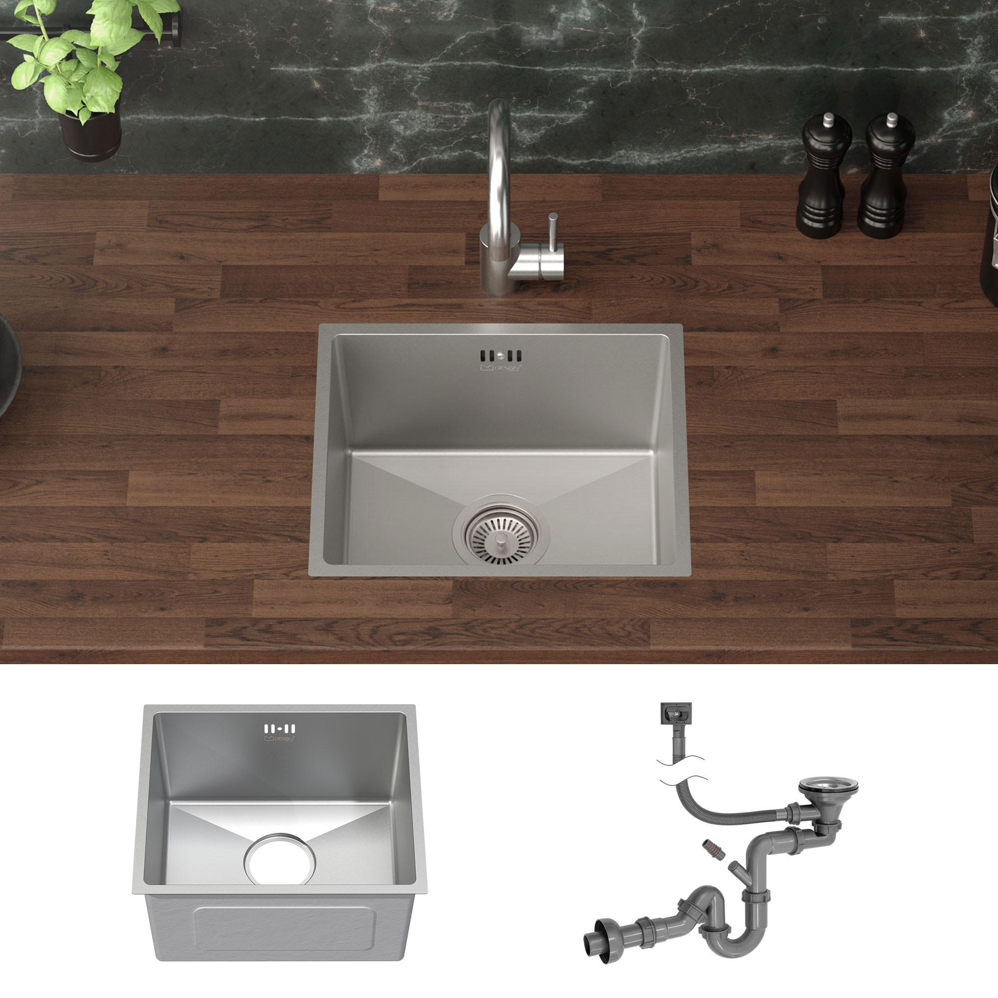 SPÜLBECKEN Edelstahl 34/40cm - Silberfarben, Metall (34/20/40cm) - ML-DESIGN