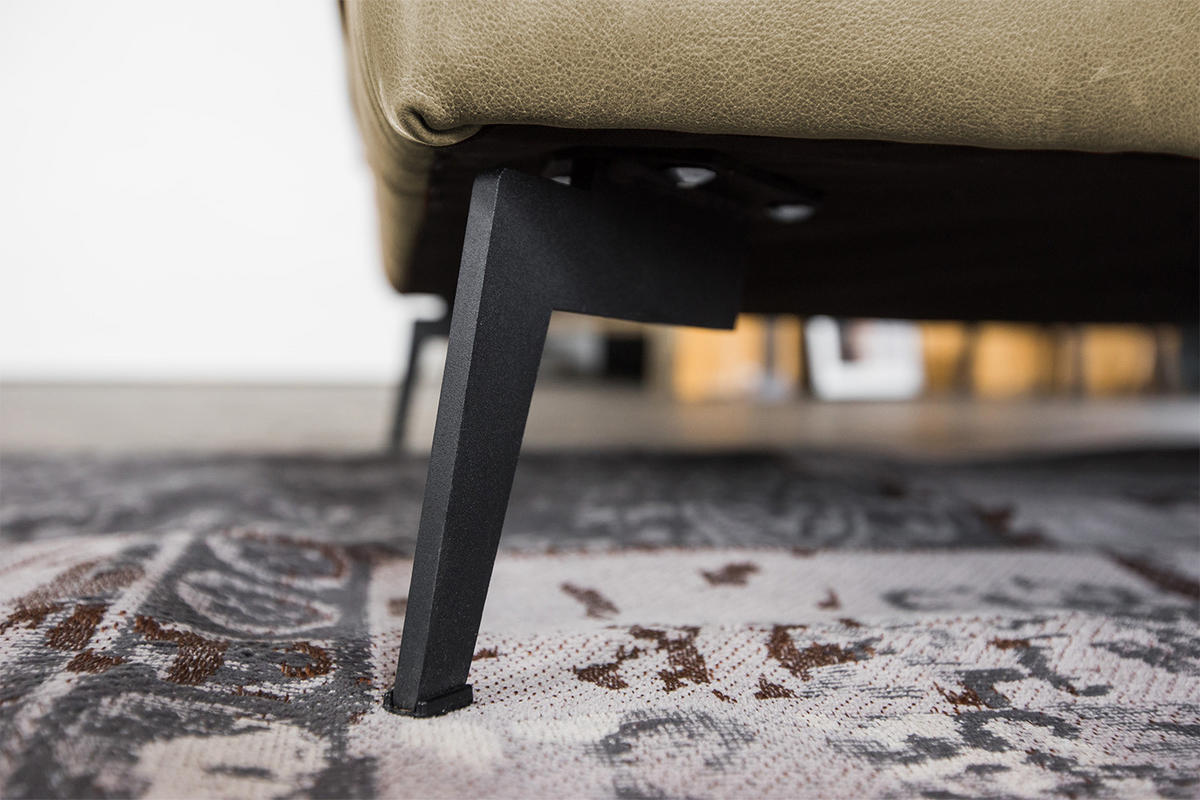 ECKSOFA BLOOM Grün Leder - Schwarz/Grün, Leder (276/177cm) - KAWOLA