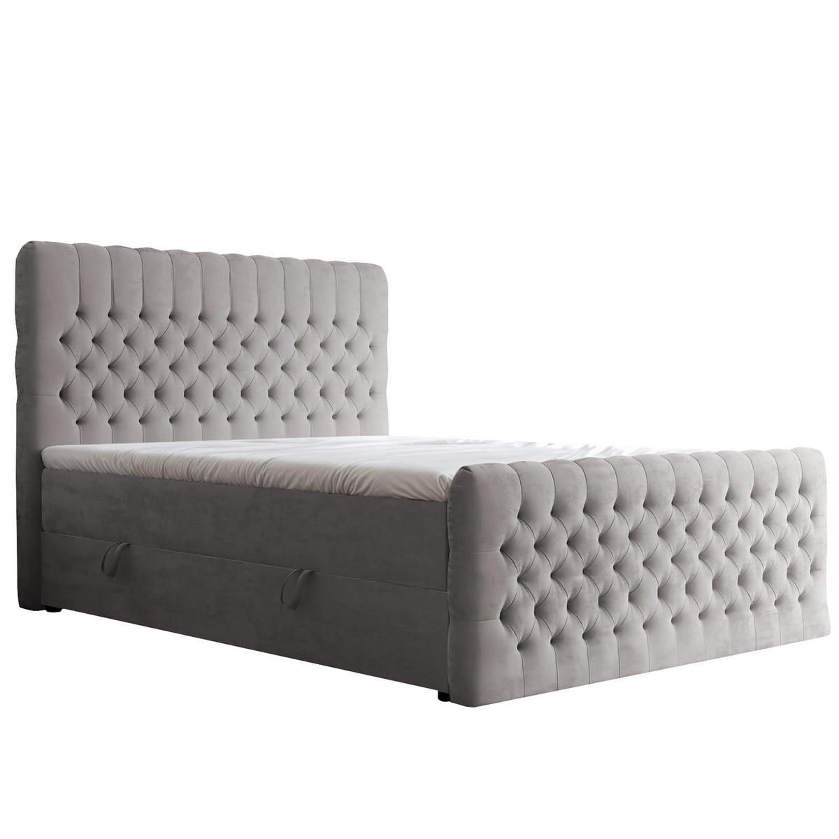 BOXBETT 200x200 cm mit Topper - Grau, Holzwerkstoff/Textil (200/200cm) - Idohome