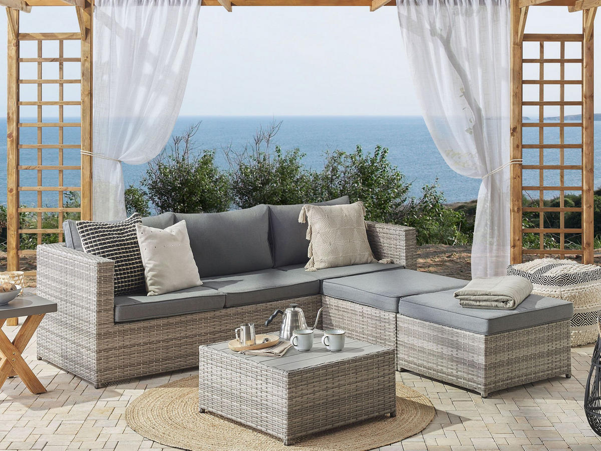 LOUNGE set 5-sjed sivi desne strane modularni Sabbia - siva, plastika - Beliani