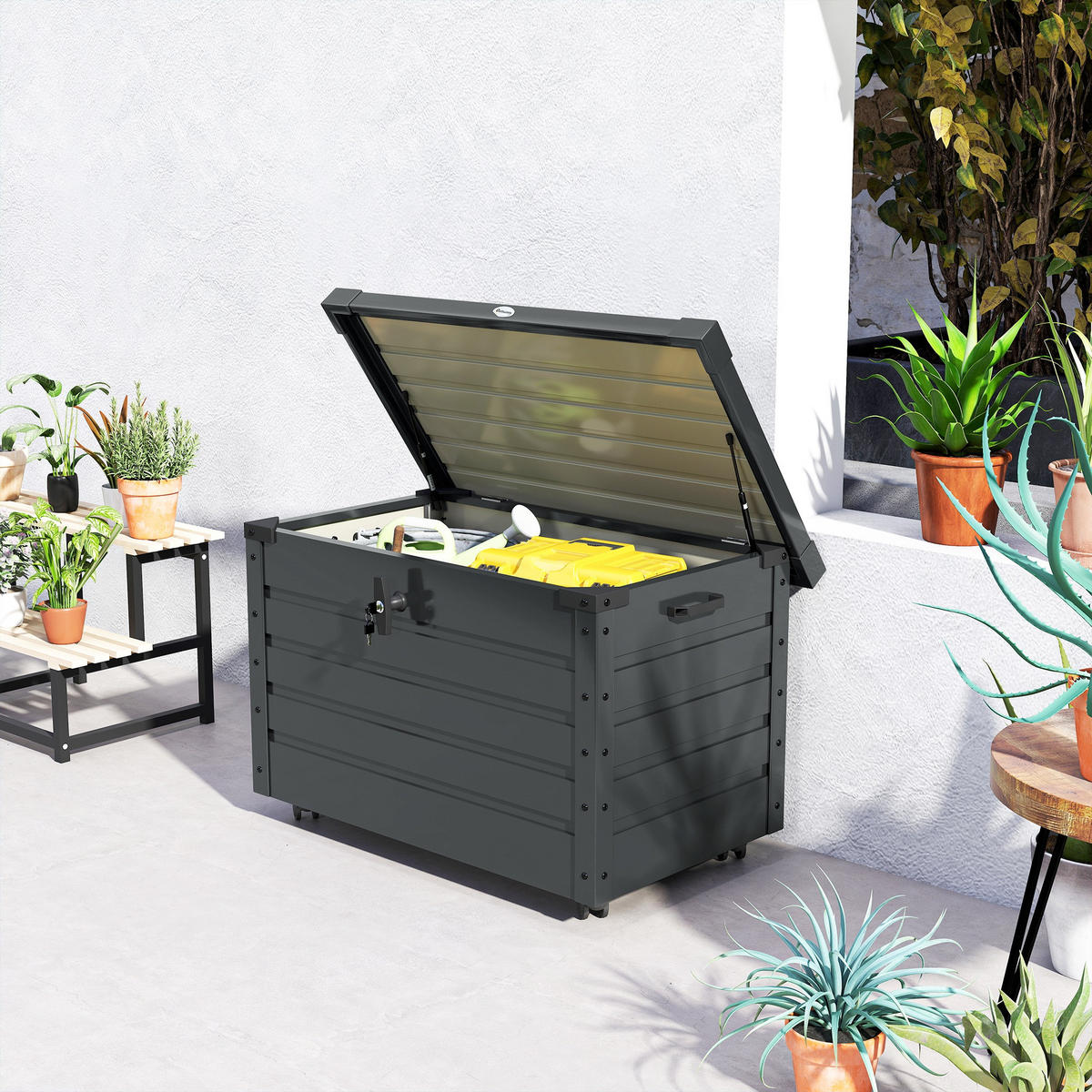 KISSENBOX DE-18680 295 L mit Gasfeder und Rollen Grau - Dunkelgrau, Metall (62/65/100cm) - ComfortXL