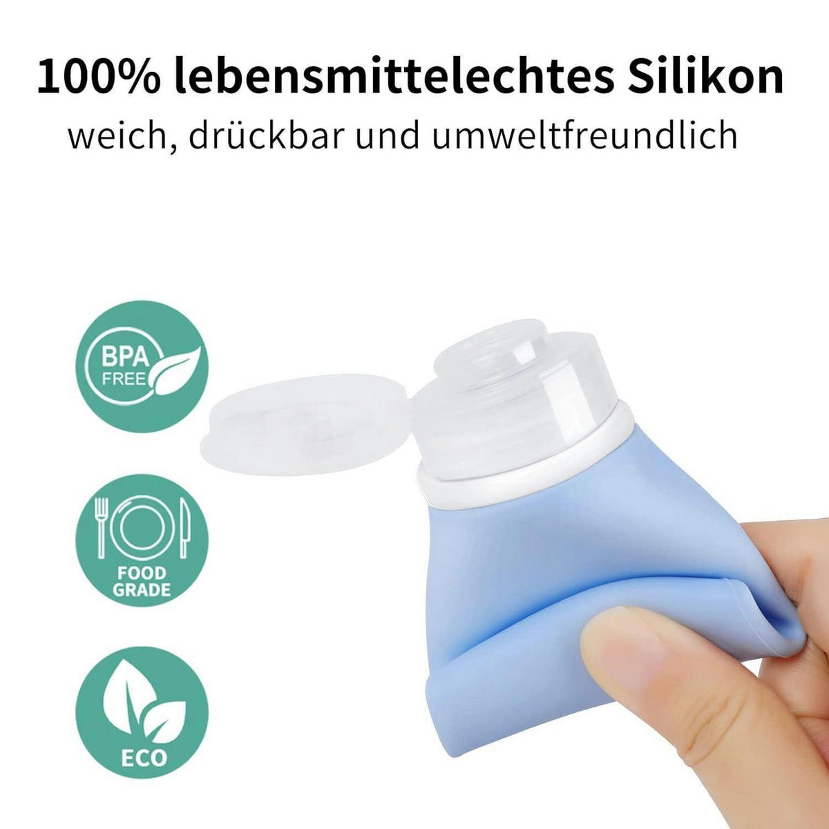 REISEFLASCHEN Set 3 Stück 60ml Silikon Auslaufsicher - Multicolor, Kunststoff (3.5/3.5/9.5cm)