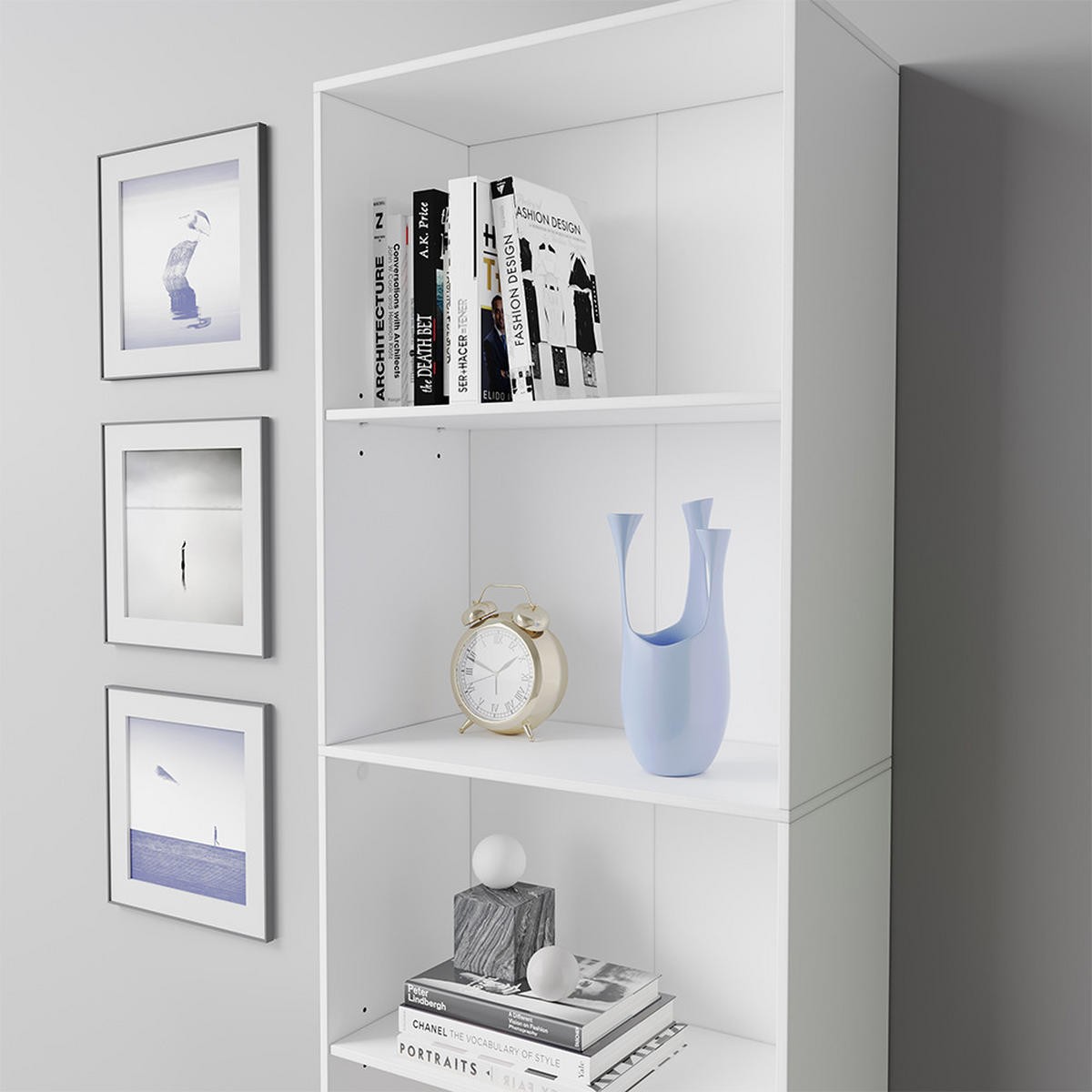 BÜCHERREGAL Bob Weiß 60 x 190 cm mit 5 Fächern - Weiß, Holzwerkstoff (60/190/30.4cm) - Vicco