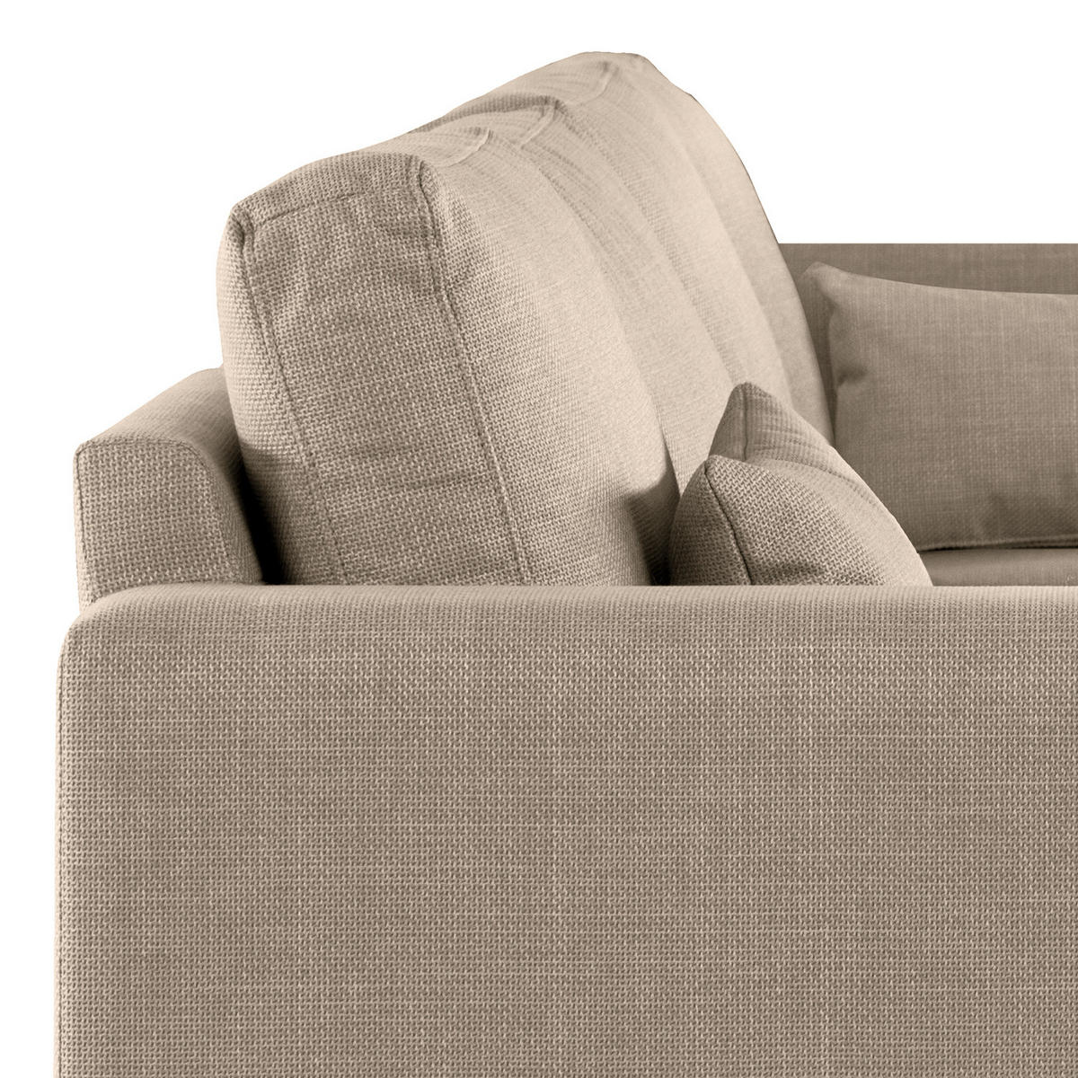 ECKSOFA mit Longchair - Taupe/Eichefarben, Eichenholz/Textil (281/153cm) - home24