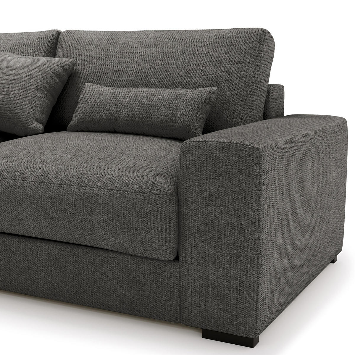 ECKSOFA mit Longchair - Anthrazit/Schwarz, Kunststoff/Textil (340/205cm) - home24