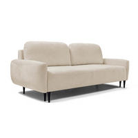 SOFA BOHO Mit Schlaffunktion Und Bettkasten, Wellenfederung, PUR-Schaum, Holzfüße, lose Rückenkissen, freistehend, 244x102x92 cm Beige - Beige, Holz/Textil (244/92/102cm) - DomoHome