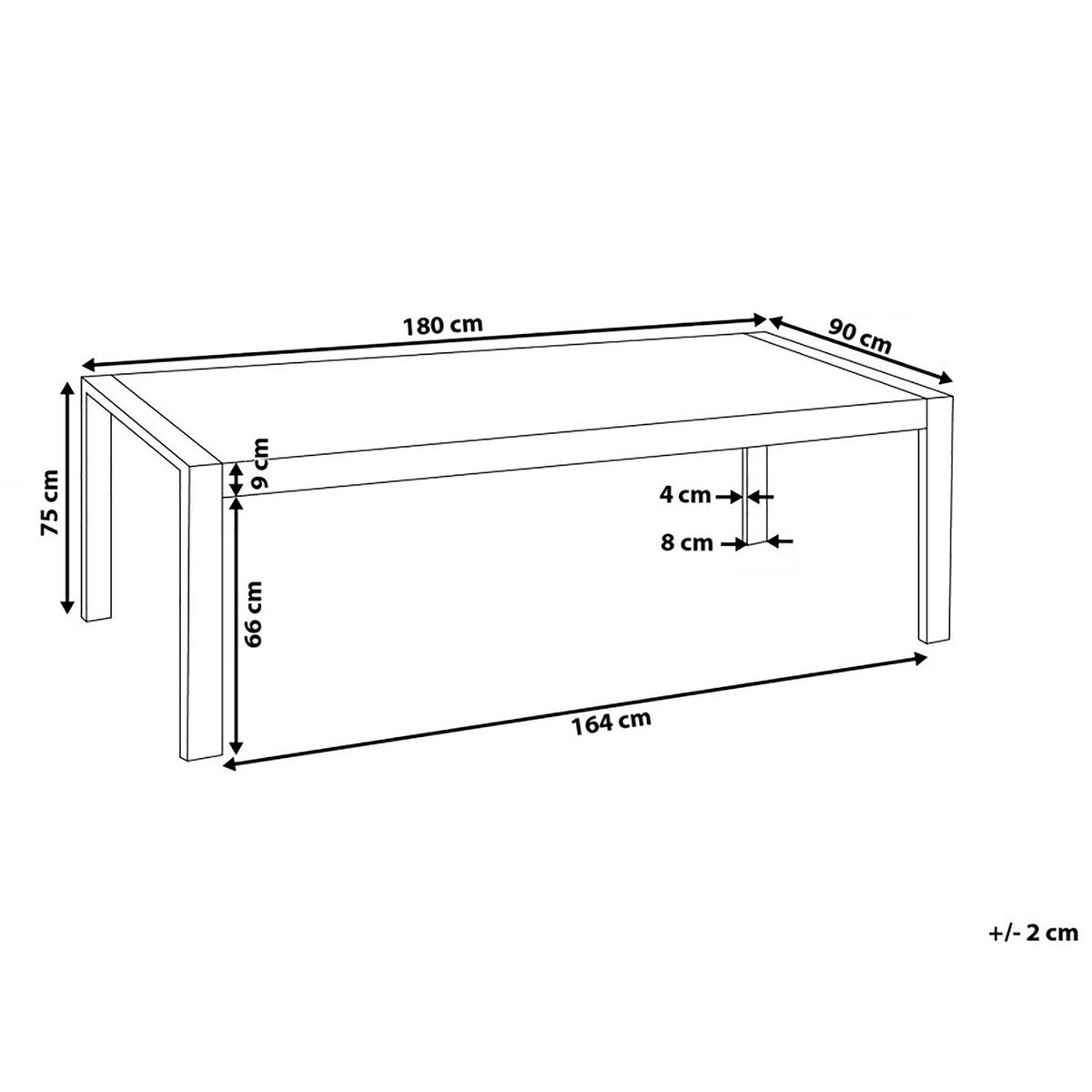 ESSTISCH 180/90/75 cm Weiß, Silberfarben Rechteckig Arctic - Weiß, Holzwerkstoff (180/90/75cm) - Beliani