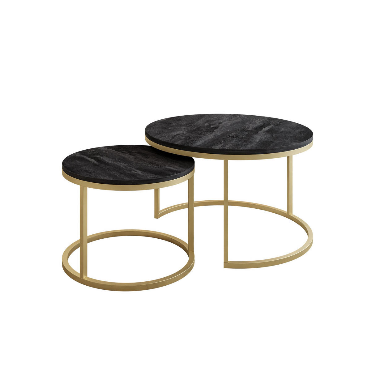 COUCHTISCH 2-in-1 CIRI dunkler Beton matt gold - Goldfarben, Holzwerkstoff (70/70/48cm) - Lookway