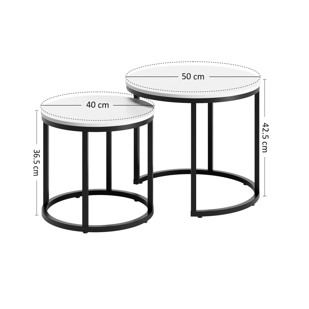 COUCHTISCH 2ER Set rund Weiß - Weiß, Holzwerkstoff (50/50/42.5cm) - Home Collective