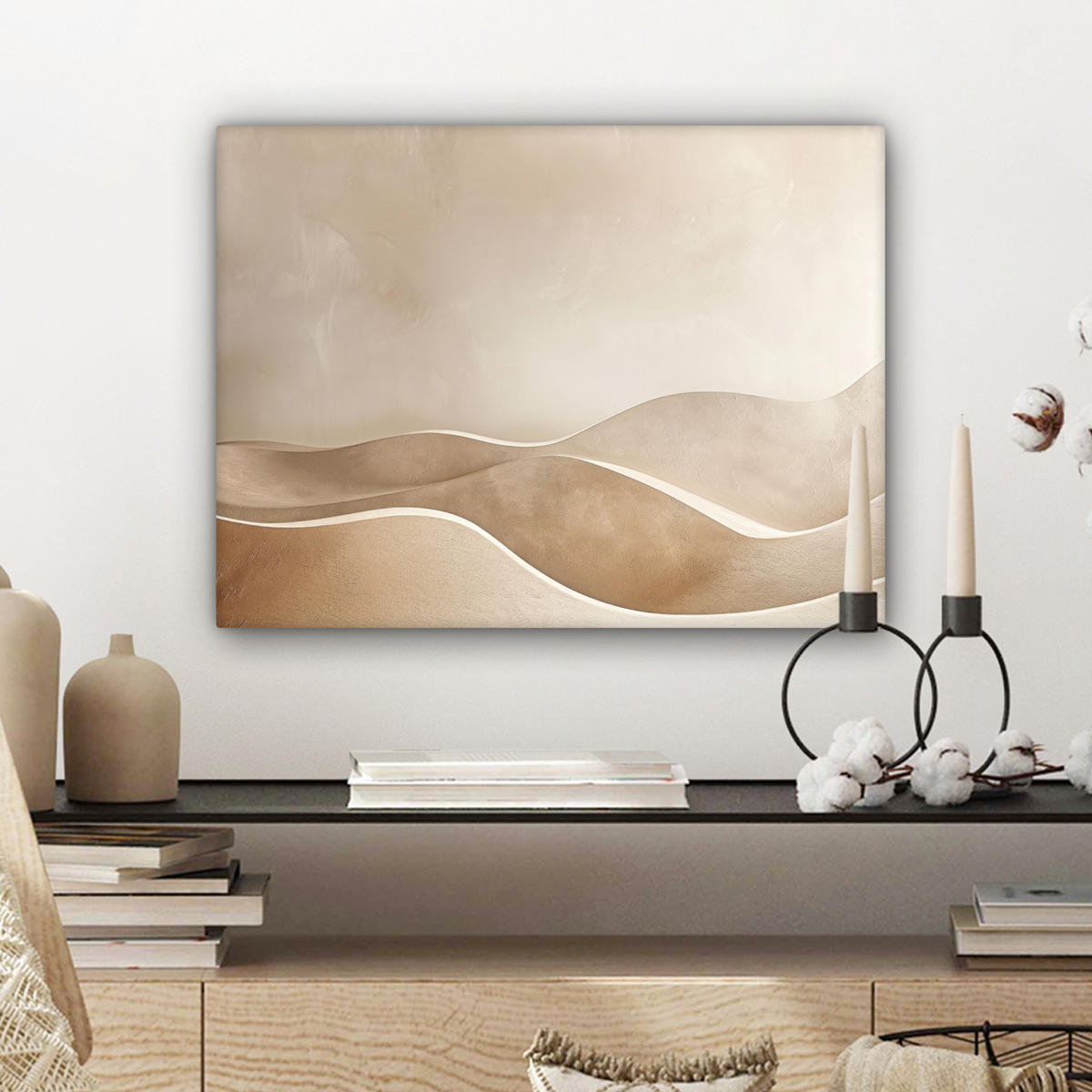 LEINWANDBILD Beige - Natur - Abstrakt - Modern 40x30 cm - Beige, Textil (40/30cm) - MuchoWow
